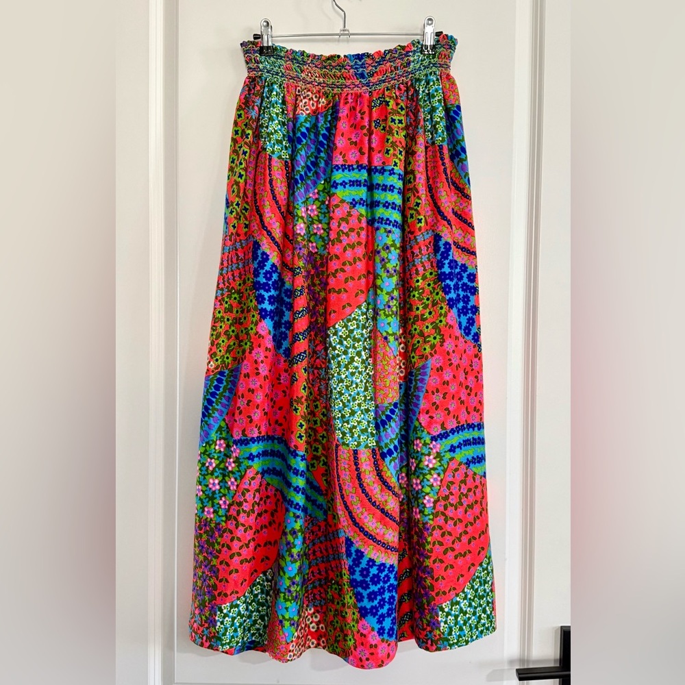 VTG Handmade Patchwork Maxi Skirt 70s Boho OOAK Cotton S/M